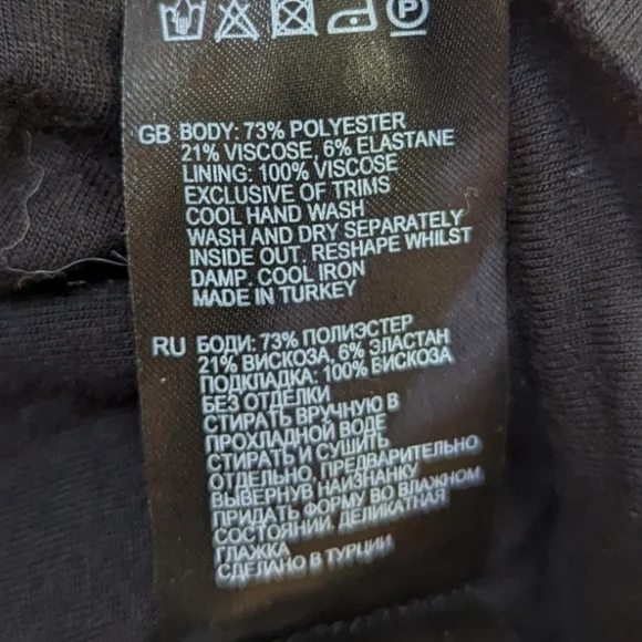 REISS Saffina Blue/Black Tropical Jacquard Jersey Bodycon Silhouette Dress (4) - Picture 5 of 5